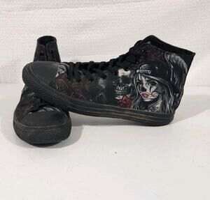 Raad Shop Shoes High Top Sneakers Men 12 Black Tattoo Girl Skull Roses